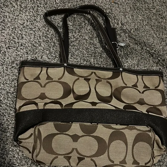 Coach Tan and Brown Signature Tote Bag - Picture 3 of 5